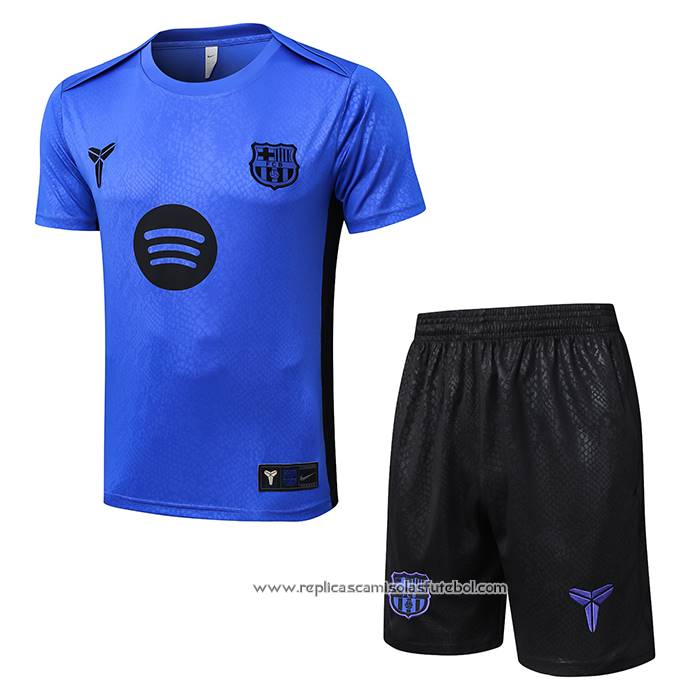 Fato de Treino Barcelona 2025-2026 Manga Curta Azul - Calcas Curta Purpura